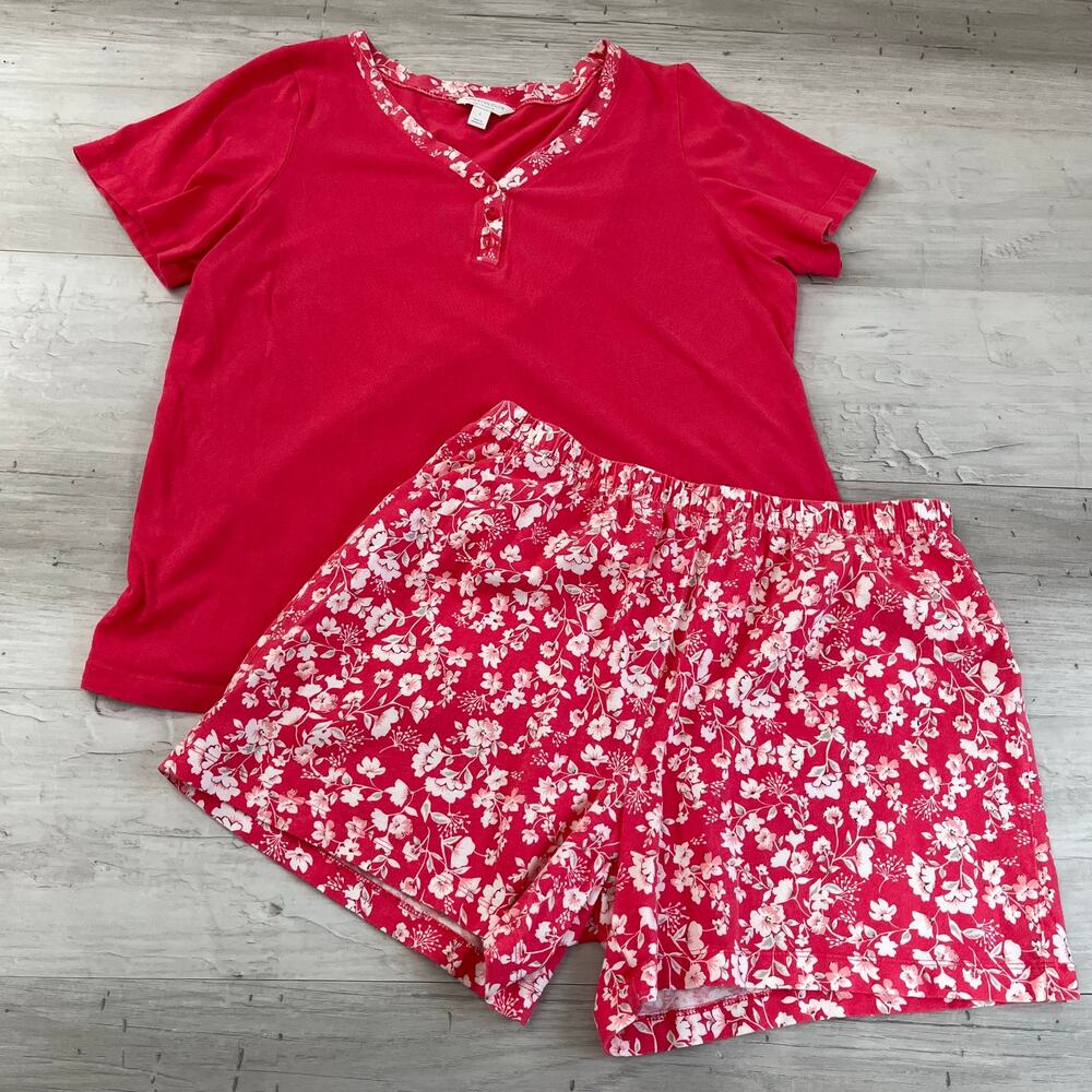 Charter Club Intimates 2pc T-Shirt Short Sleepwear Pajama Set Floral Large